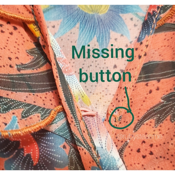 ZARA Sheer Orange Botanical Floral Print Ruffle Bodysuit, NWT - Picture 7 of 9